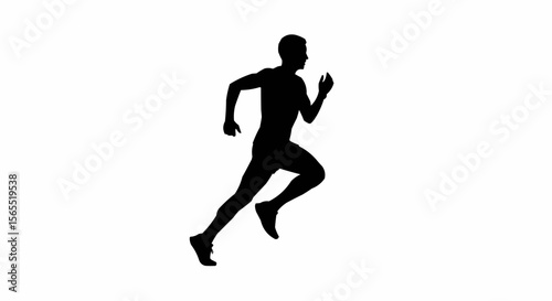 Marathon Runner Sprinting Silhouette Vector – Endurance Race, Fitness, and Athletic Motion Concepts

