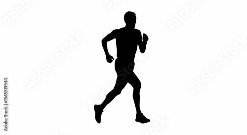 Marathon Runner Sprinting Silhouette Vector – Endurance Race, Fitness, and Athletic Motion Concepts

