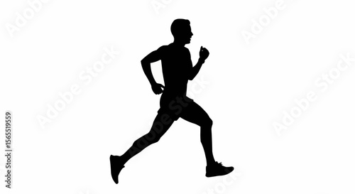 Marathon Runner Sprinting Silhouette Vector – Endurance Race, Fitness, and Athletic Motion Concepts

