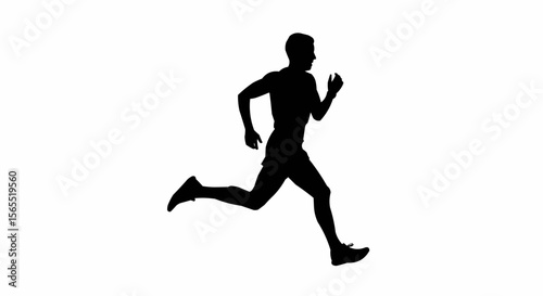 Marathon Runner Sprinting Silhouette Vector – Endurance Race, Fitness, and Athletic Motion Concepts

