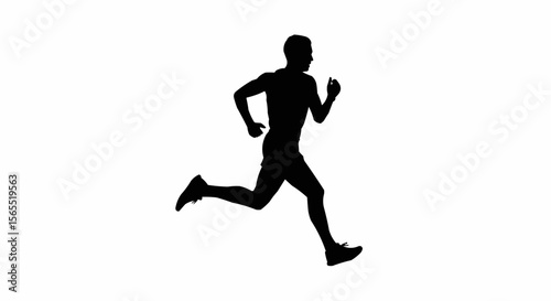 Marathon Runner Sprinting Silhouette Vector – Endurance Race, Fitness, and Athletic Motion Concepts

