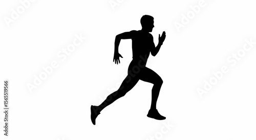 Marathon Runner Sprinting Silhouette Vector – Endurance Race, Fitness, and Athletic Motion Concepts

