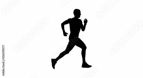 Marathon Runner Sprinting Silhouette Vector – Endurance Race, Fitness, and Athletic Motion Concepts

