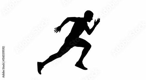 Marathon Runner Sprinting Silhouette Vector – Endurance Race, Fitness, and Athletic Motion Concepts

