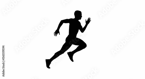 Marathon Runner Sprinting Silhouette Vector – Endurance Race, Fitness, and Athletic Motion Concepts

