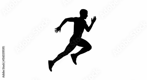 Marathon Runner Sprinting Silhouette Vector – Endurance Race, Fitness, and Athletic Motion Concepts

