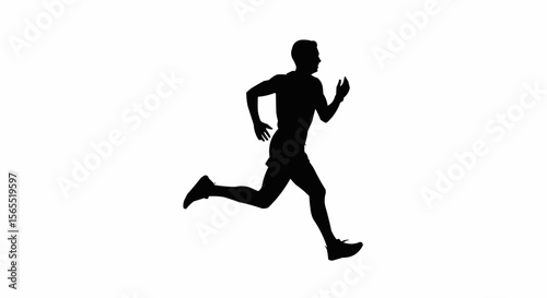 Marathon Runner Sprinting Silhouette Vector – Endurance Race, Fitness, and Athletic Motion Concepts

