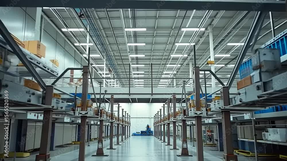 Automated Industrial Manufacturing Production Line Conveyor System in Large Factory Automated Industrial Manufacturing Production Line Conveyor System in Large Factory