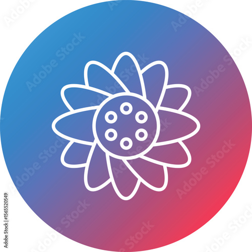 Sunflower Line Gradient Circle Background Icon