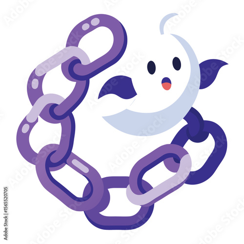 A ghostly chain with links floating eerily, symbolizing captivity, spectral presence, or sorrow.
