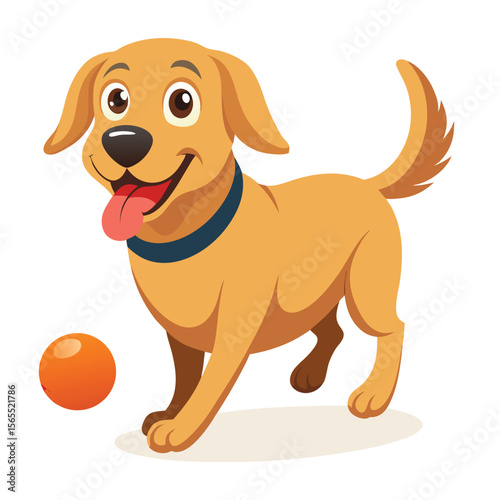 A happy Labrador Retriever enthusiastically fetching a ball, capturing its playful energy and loyalty.