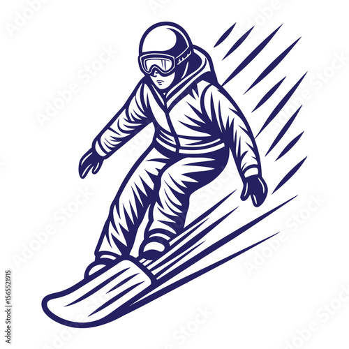 Snowboarder in Action Vector Illustration snowboarding