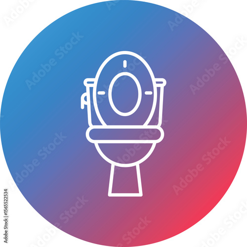 Toilet Line Gradient Circle Background Icon