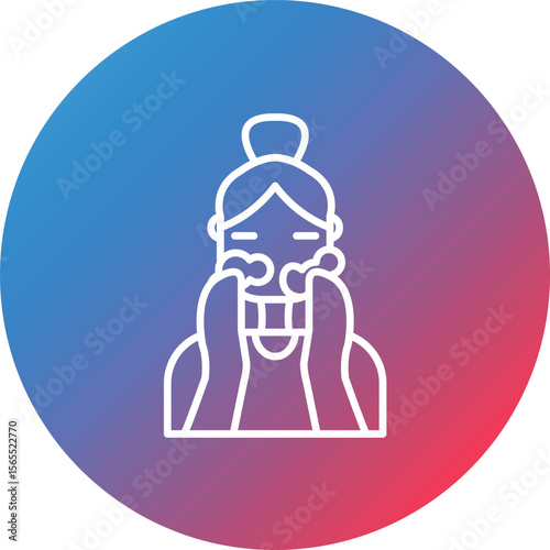 Wash Face Line Gradient Circle Background Icon