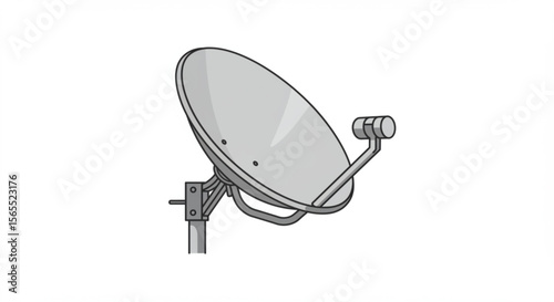 satellite dish bracket, Outline drawing of a satellite dish, technical illustration, isolated on white background, with copy space