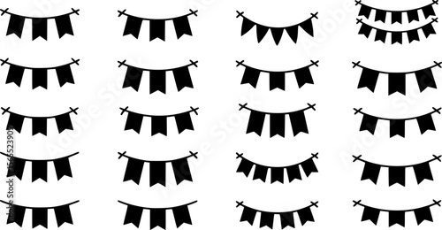 Black Pennant Banners Silhouettes: Party Decorations, Vector Art

