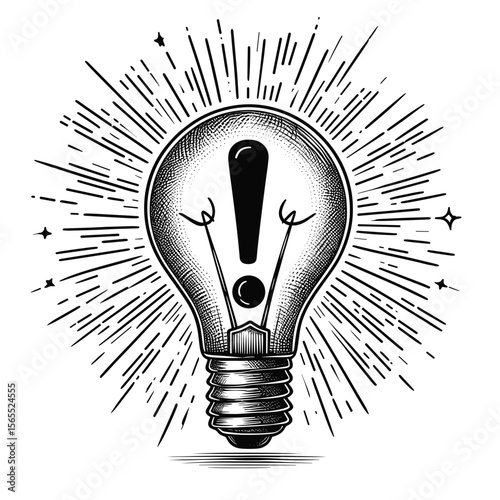 Lightbulb in illustrative style in black and white symbolizing idea