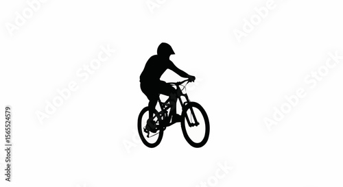 Mountain Biker Jumping Silhouette Vector – Extreme Sport, Trail Adventure, and Outdoor Cycling Concepts