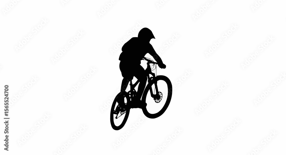 Fototapeta premium Mountain Biker Jumping Silhouette Vector – Extreme Sport, Trail Adventure, and Outdoor Cycling Concepts