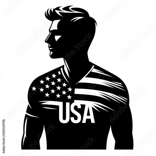 Man wearing USA flag shirt standing proud
