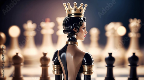 ceramic woman as chess queen