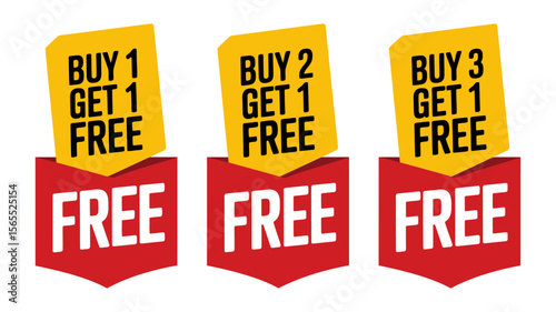 Vector art of buy one get one free promotion isolated on white