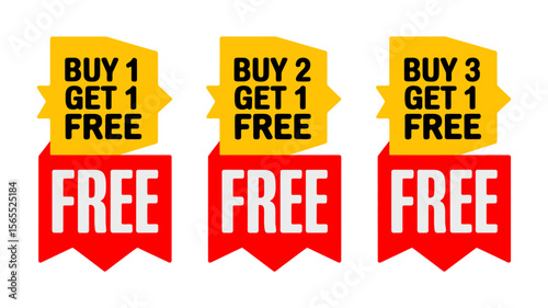 Vector art of buy one get one free promotion isolated on white