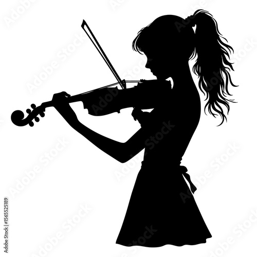 Silhouette of woman playing violin against transparent background
