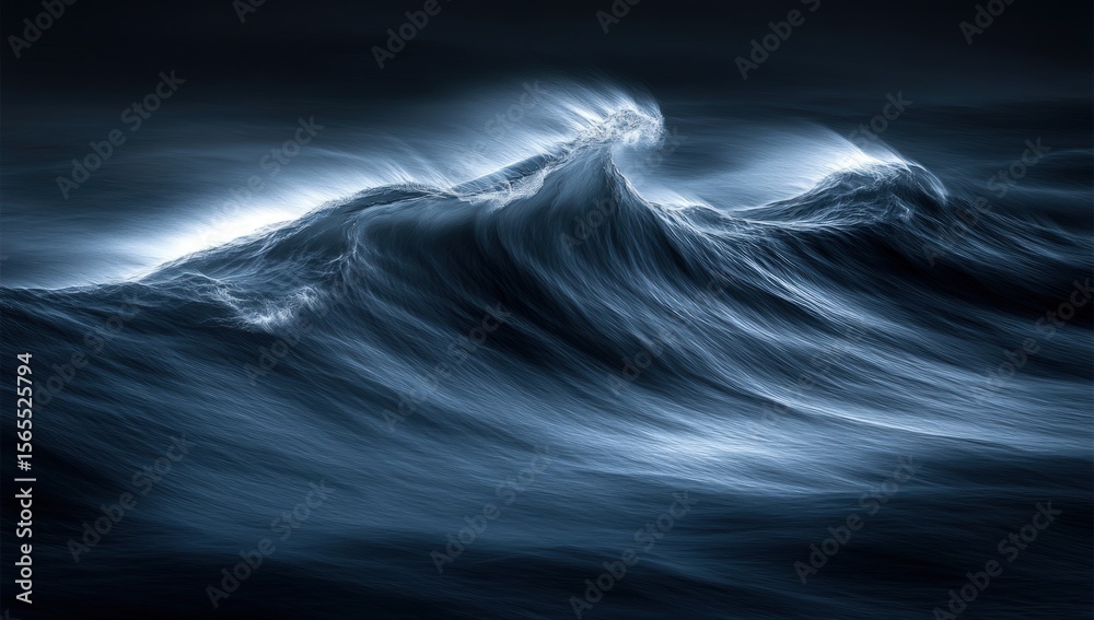 Fototapeta premium Abstract ocean wave at night