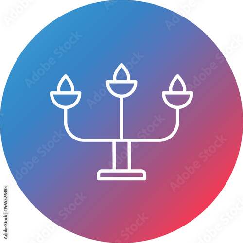 Candelabra Line Gradient Circle Background Icon