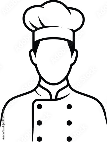 Illustration of a chef in uniform with a toque hat isolated on white background