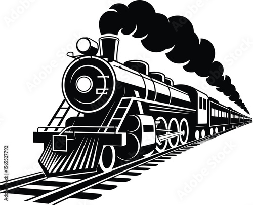 Vintage Steam Locomotive Train Icon – Classic Railway Transportation Vector