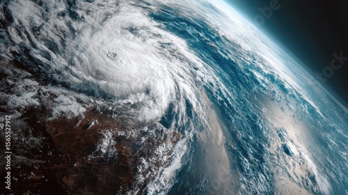 Satellite view Satellite perspective highlighting Earths dynamic weather systems swirling cyclones and shifting storm fronts