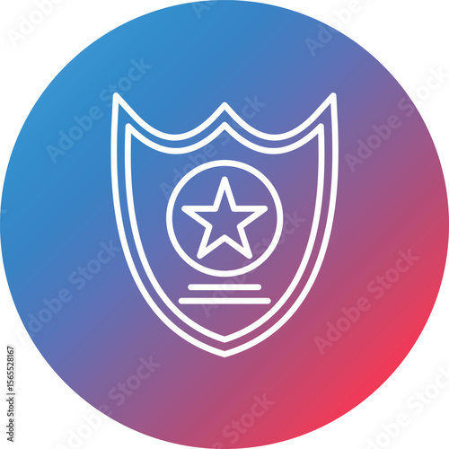 Sheriff Badge Line Gradient Circle Background Icon