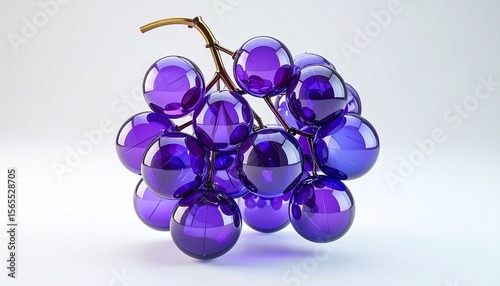 Purple Glass Grape Cluster 3D Rendering Illustration