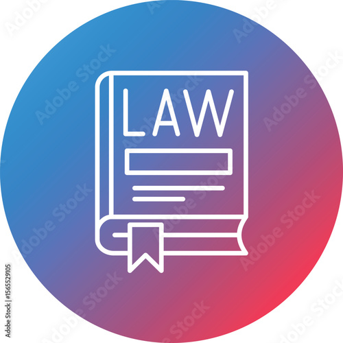 Law Book Line Gradient Circle Background Icon