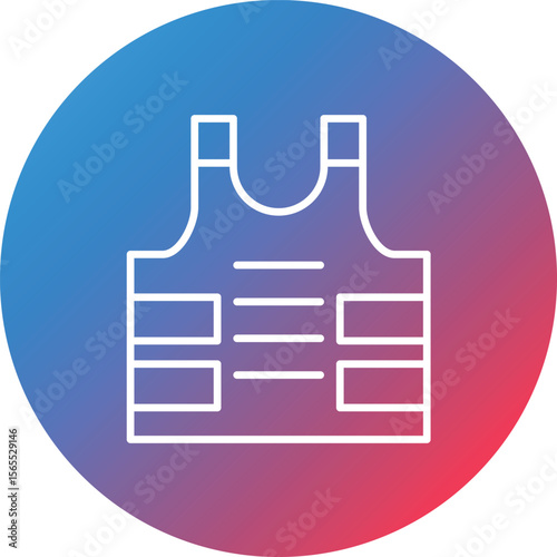 Bulletproof Vest Line Gradient Circle Background Icon