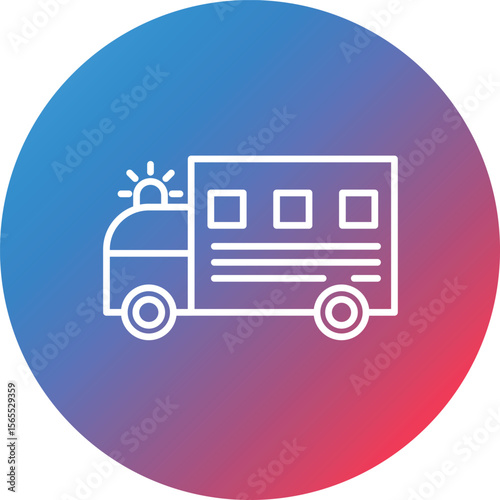Police Van Line Gradient Circle Background Icon