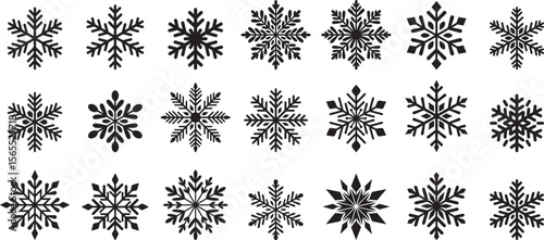 Black snowflakes winter patterns crystal cold