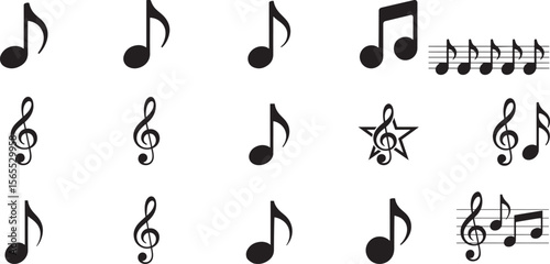 Musical notes clefs and staff treble clef