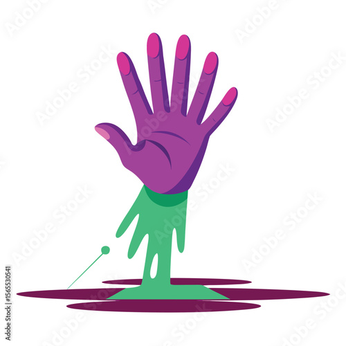 A single, spectral hand reaching eerily from the ground, a spooky and ghostly image for horror.