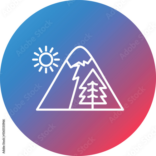Winter Hill Line Gradient Circle Background Icon
