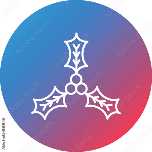 Mistletoe Line Gradient Circle Background Icon