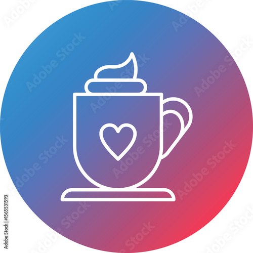 Hot Chocolate Line Gradient Circle Background Icon