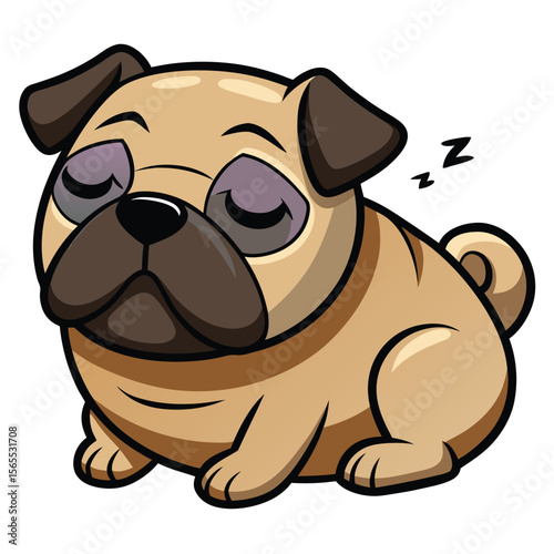 A sleepy pug snoring softly, showcasing its adorable and relaxed nature, perfect for pet lovers.