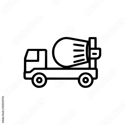 Concrete mixer truck illustration for construction concept in minimalistic style