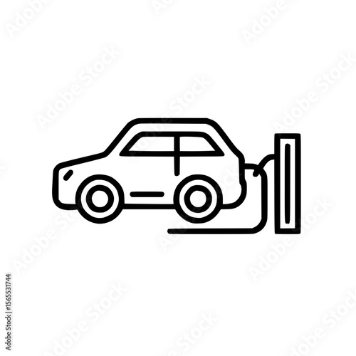 Electric car charging illustration for green transportation concept in minimalistic style