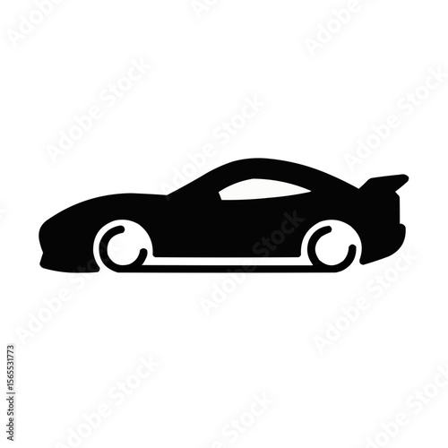 Black sports car silhouette for automotive concept in minimalistic style