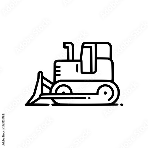 Bulldozer illustration for construction concept in minimalistic style