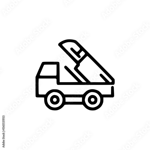 Dump truck illustration for construction concept in minimalistic style